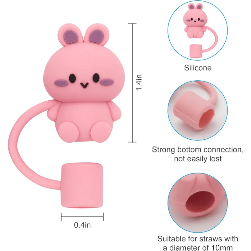 6Pcs 실리콘 밀짚 커버 30Oz 40Oz 텀블러, 재사용 가능한 밀짚 토퍼 액세서리(6Pcs-동물)