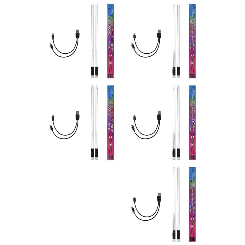 ABXI 10X LED Light Emitting Drumsticks 15 Colour Gradient USB Rechargeable+Switch Electronic Drumsticks For Stage Performance