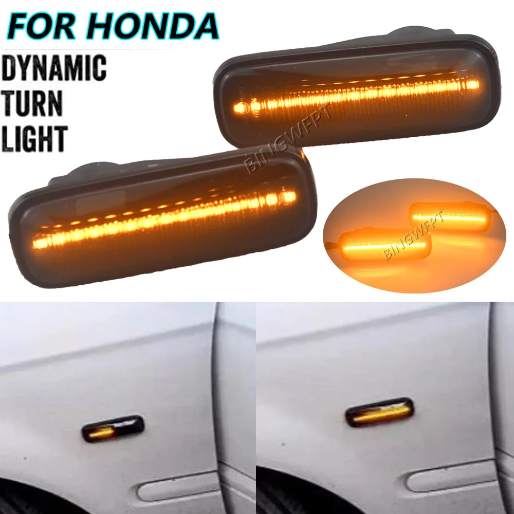 Luz de sinal de volta dinâmica lâmpada repetidora lateral fluindo led luz de marcador lateral para honda civic 1996-2000 crv ballade hatchback sedan