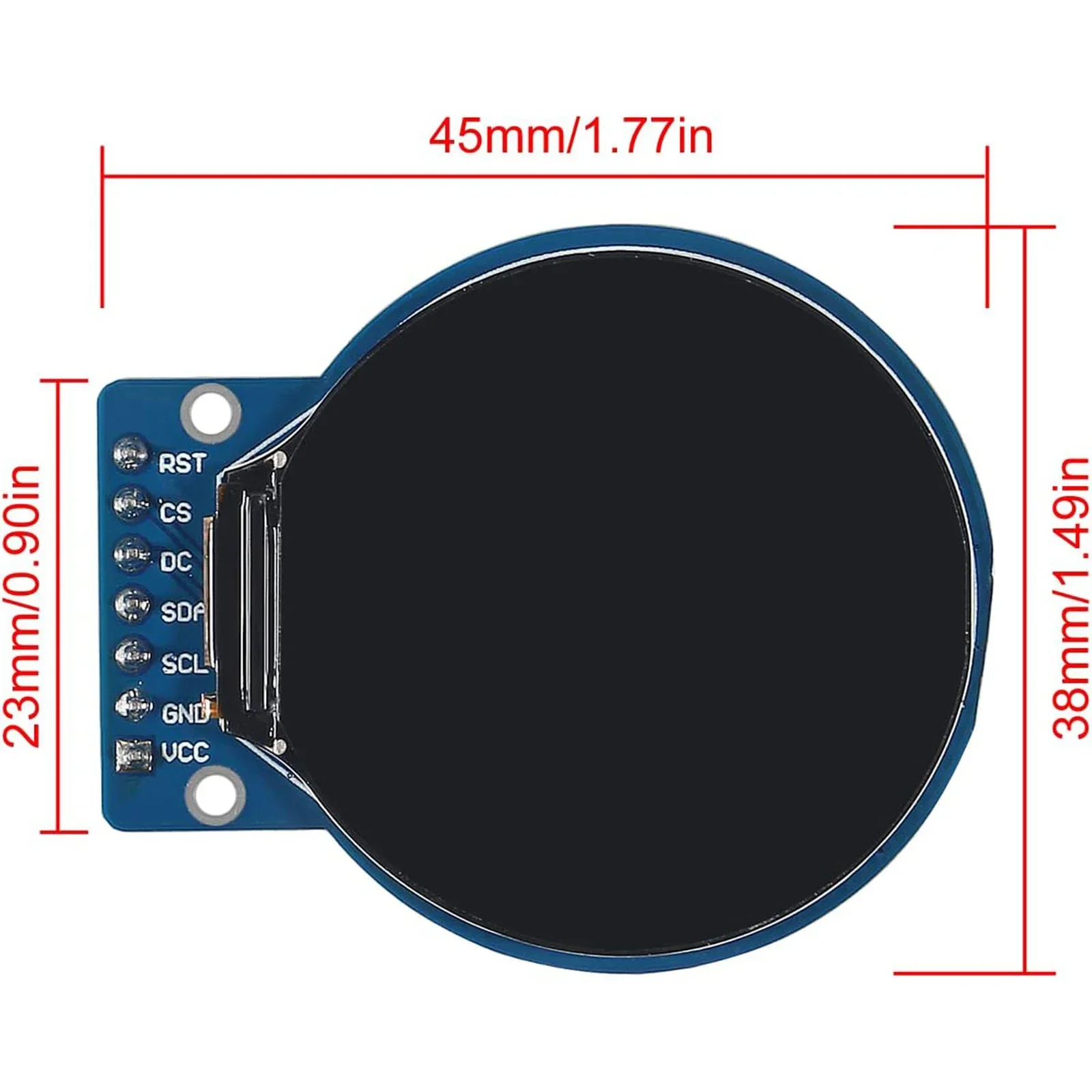 1.28 Inch Round TFT Display Module 240x240 IPS Full View RGB Color Screen SPI Interface for Arduino DIY Project