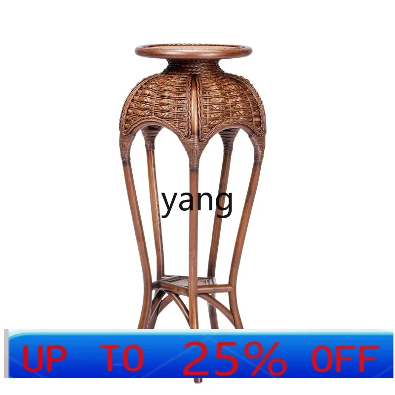 LH  rattan flower stand balcony Chinese multi-layer movable living room indoor floor-to-ceiling potted plant storage