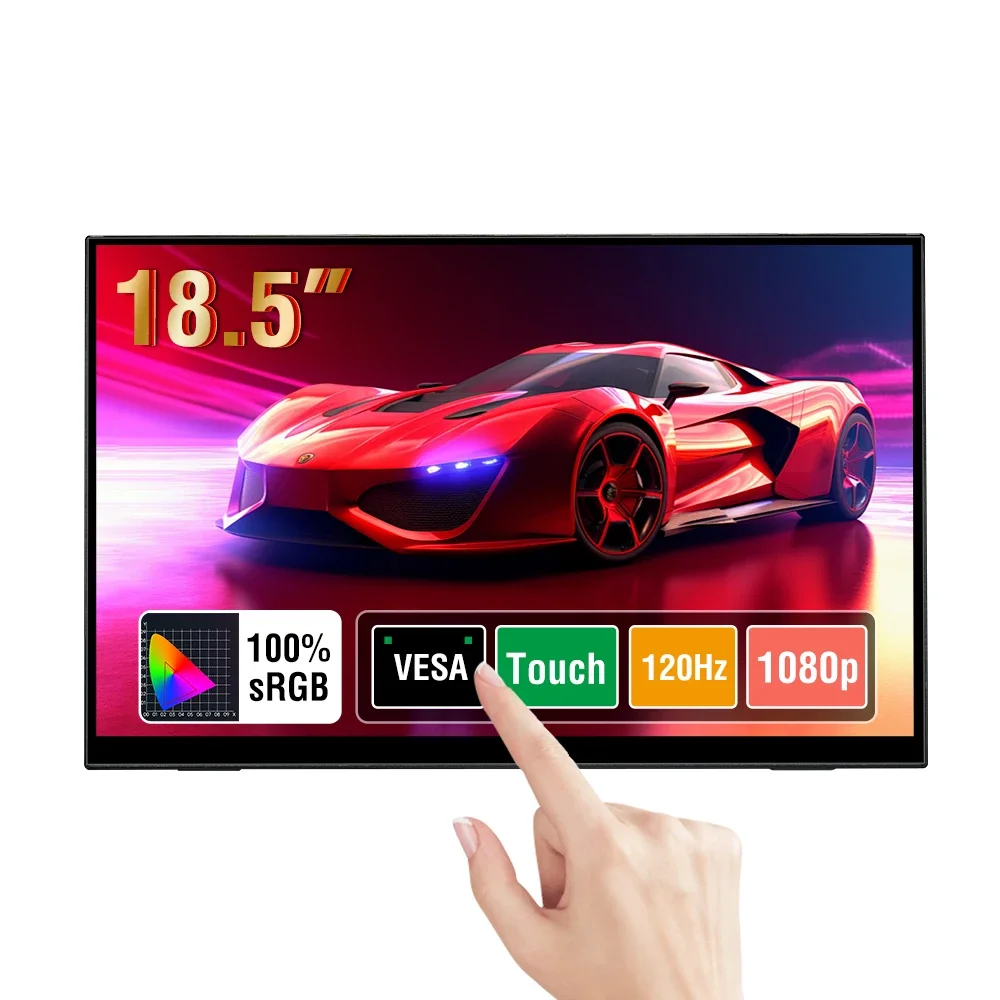 Anmite 18.5 inch Portable Touch Monitor 120Hz 100% SRGB With Screen Holder Stand For Laptop Phone Xbox PS4 PS5 Switch