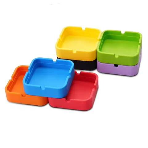 20pcs Silicone Ashtrays for Outdoors Unbreakable Portable Indoor Cute Square Ashtray