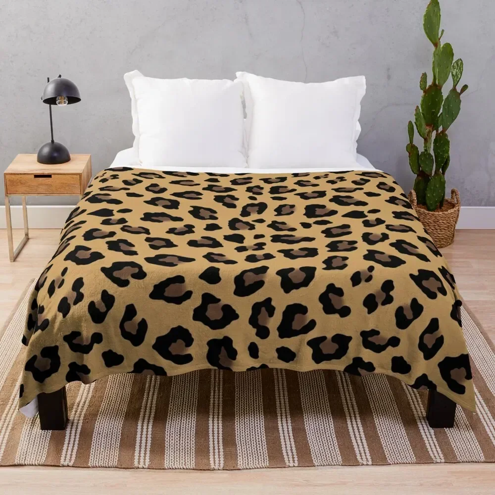 

Tan Leopard Print Throw Blanket Warm Throw Blanket Gift for Anniversary