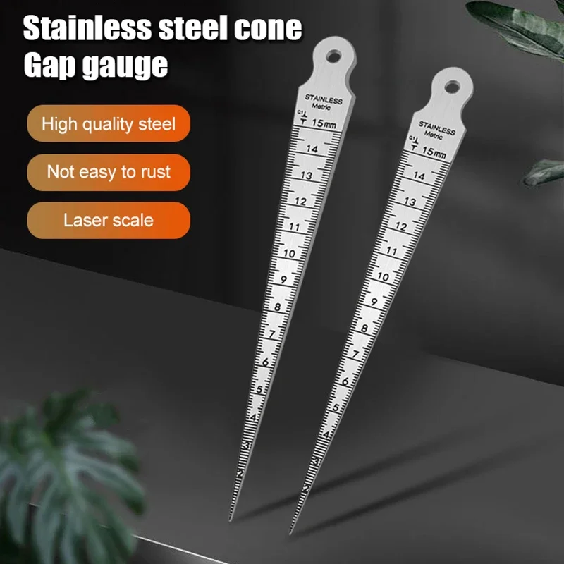 Jauge conique en acier inoxydable 1-15mm, outil de mesure des trous de règle de diamètre intérieur pour échelle d'ouverture conique