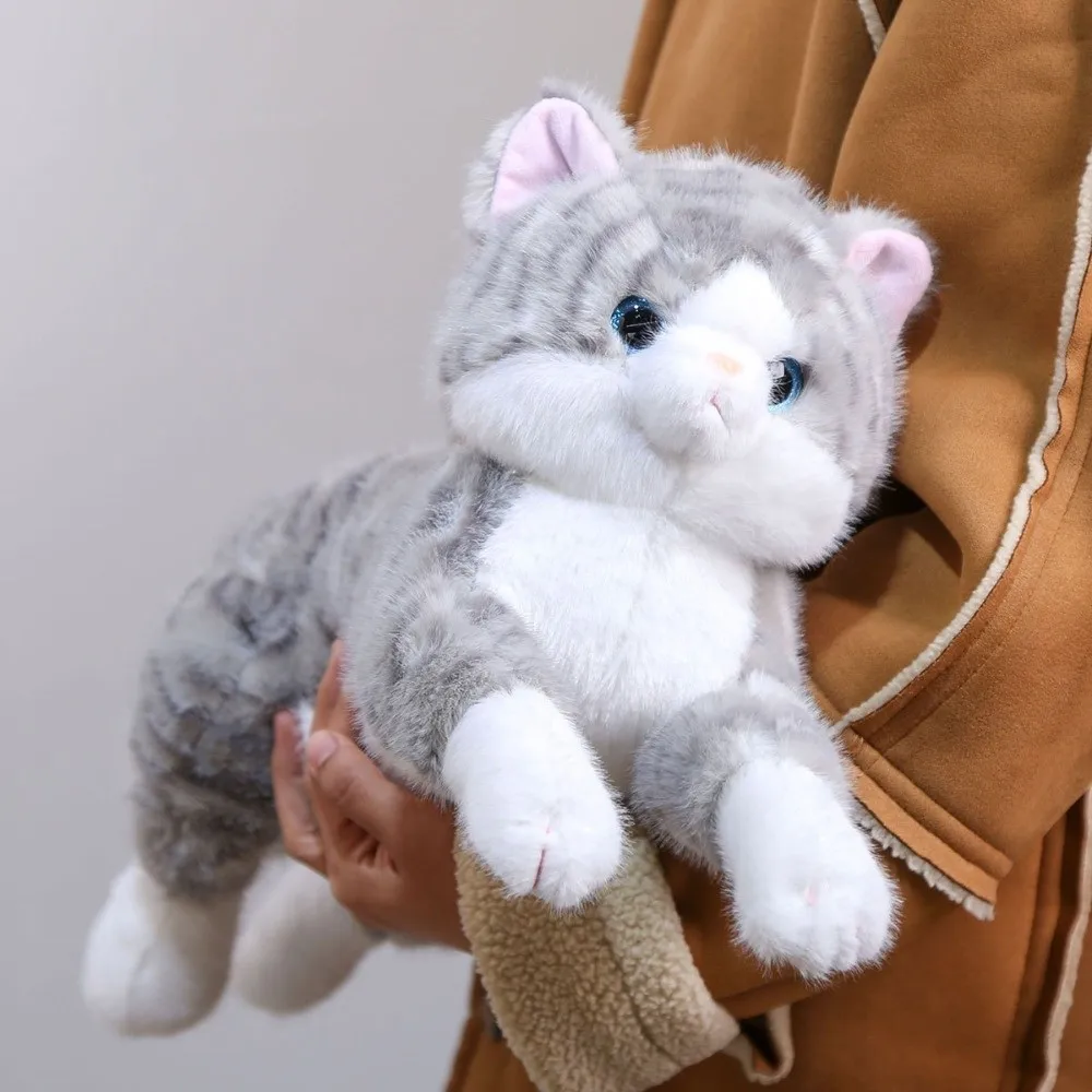 Cute Soft Fluffy Simulation Cat Lying Posture Cuddly Cat Kitten Model Realistic Animal Room Decor