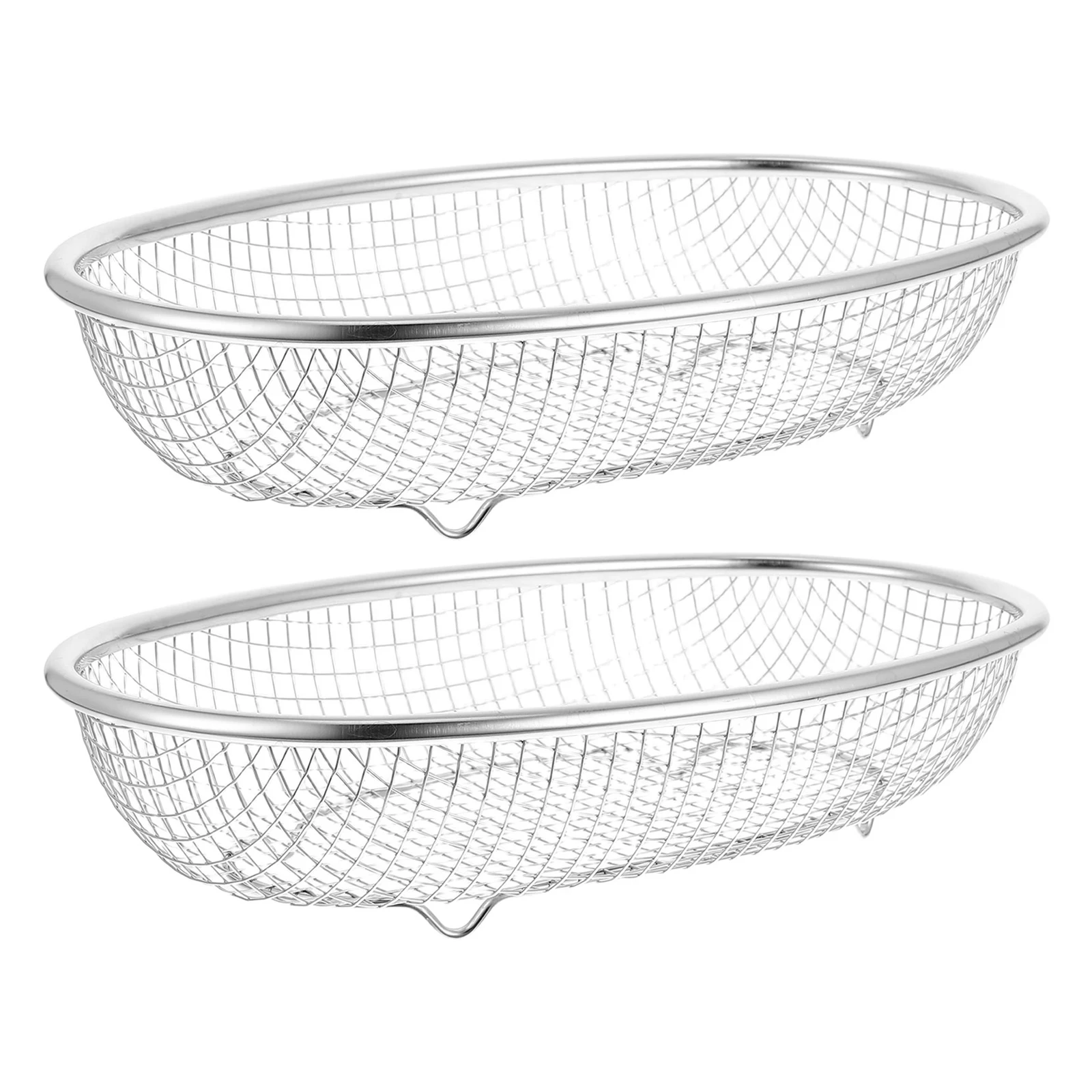 

2Pcs Stainless Steel Net Basket Breathable Mesh Storage Basket for Fruit Vegetables Drain Colander Dishwashing Rinsing Tool