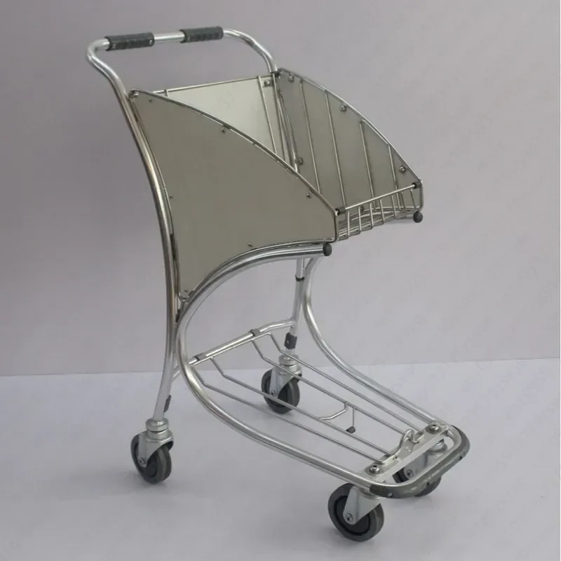 Airport Car JS-ALT15 Handling and Pulling Luggage Double-layer Durable Airport Trolley Metal Luggage Cart
