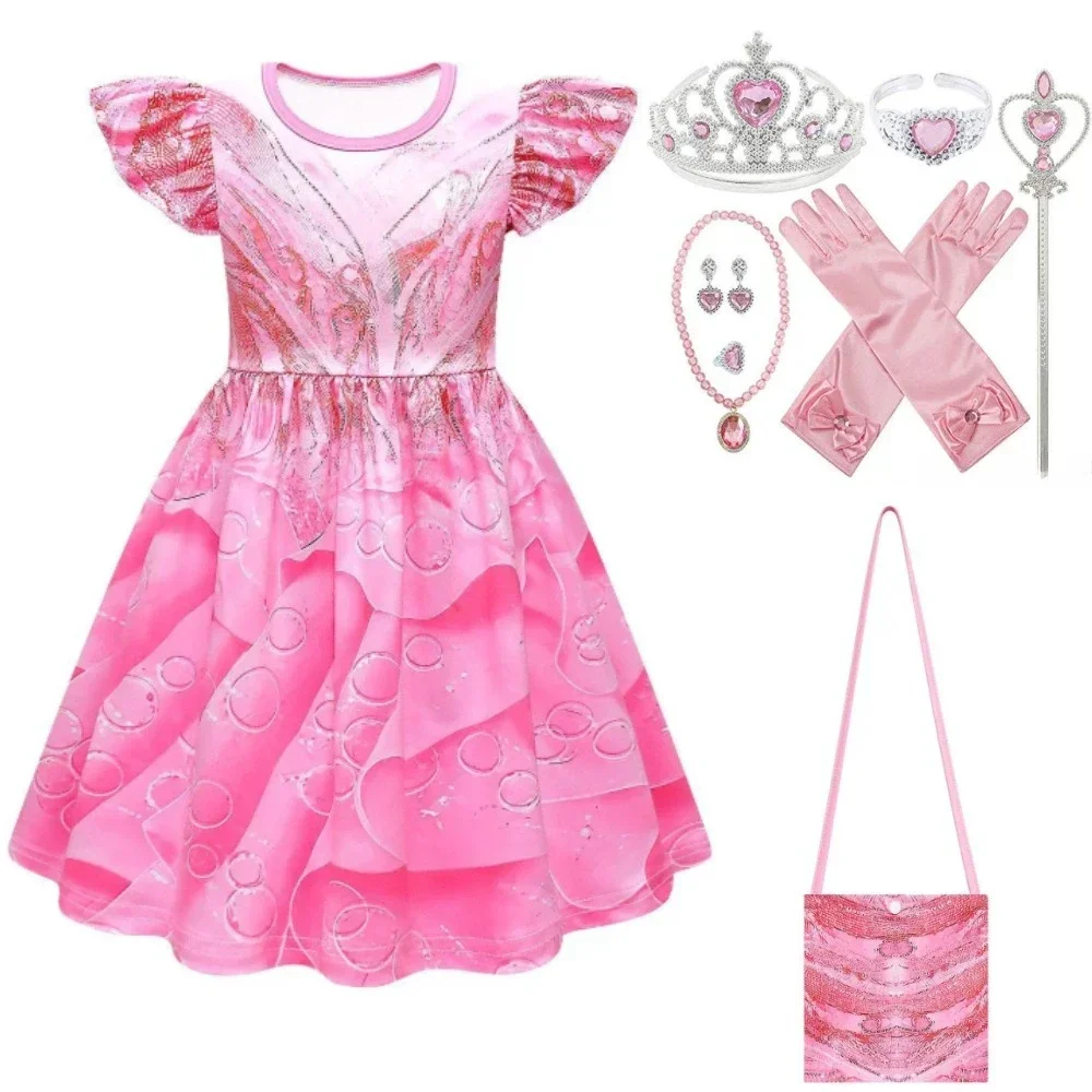 

Glinda Pink Flying Sleeve Dress Movie Wicked Elphaba Cosplay Costume Sets Accessory Kids Girls Halloween Carnival Party