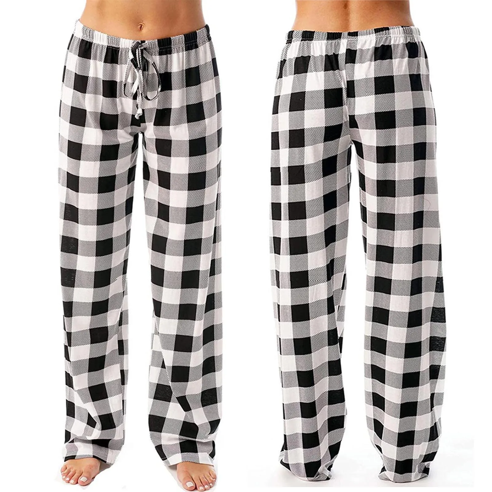 Pantalones de pijama de franela para mujer, pantalón cálido a cuadros, largo, ropa de dormir para el hogar, Otoño e Invierno