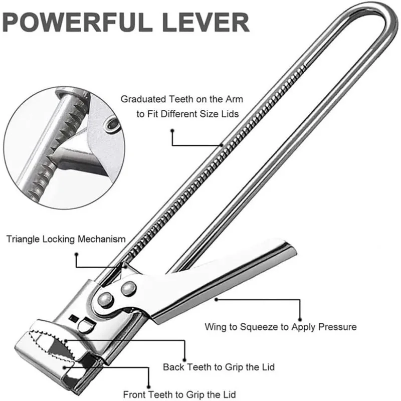 Adjustable Multi-Function Bottle Opener Stainless Steel Lids Off Jar Opener Labor-Saving Screw Can Opener For Kitchen Tools