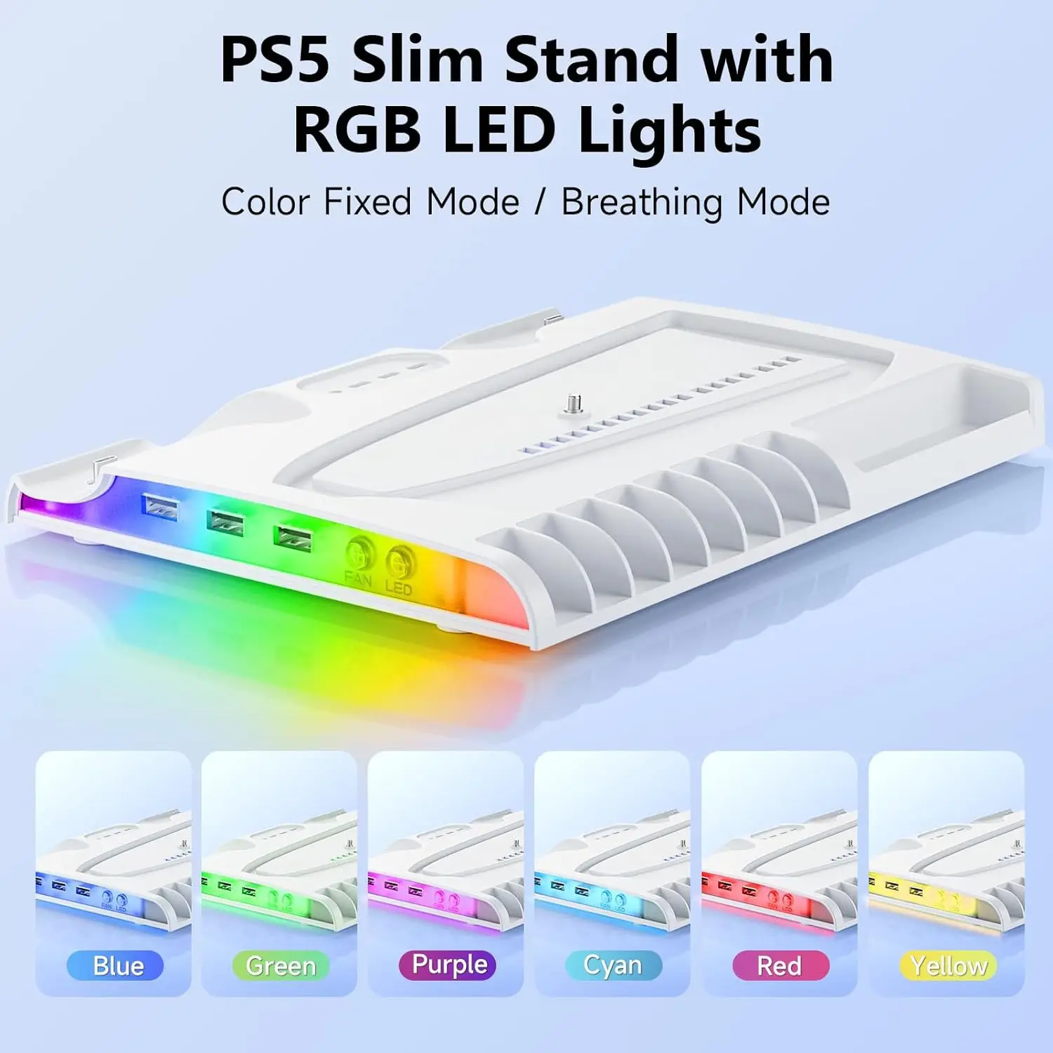 RGB Cooling Charging Station Dock W Cooling Fan for PlayStation 5 Silm Disc&Digital Game Console Accessories Cooler Holder Stand