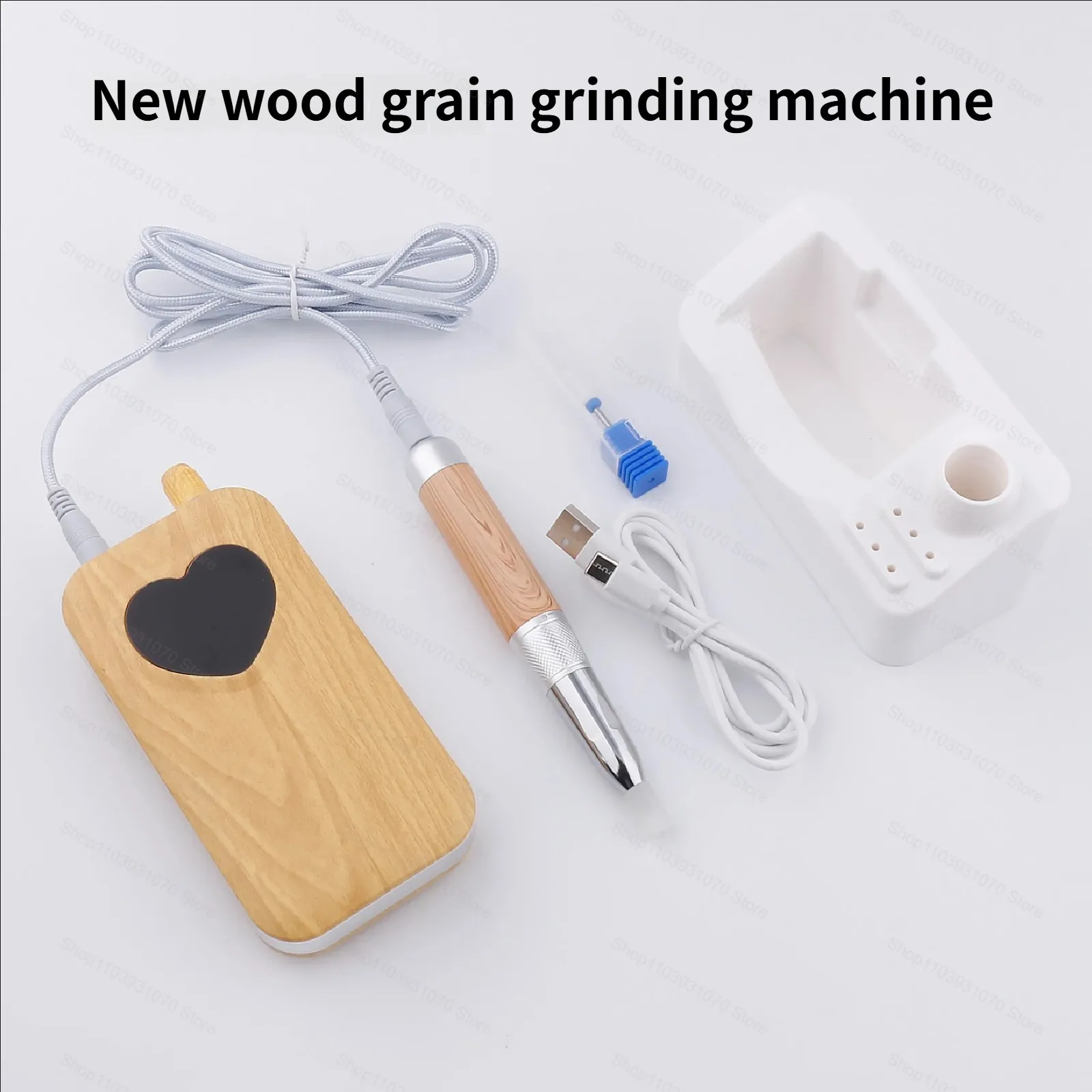 Kit profesional de taladro de uñas de 45000RPM con diseño de tono de madera, lima de uñas eléctrica recargable para salón, herramientas de manicura para el hogar