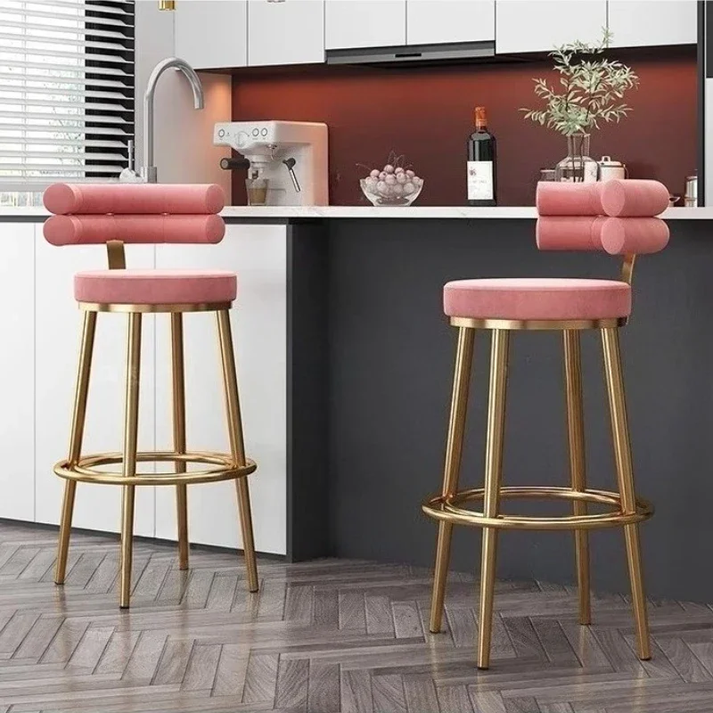Ins Designer Bar Stool Light Luxury Backrest Counter Chairs Modern Minimalist Home Bar Seat High Elasticity Sponge Cafe Stools