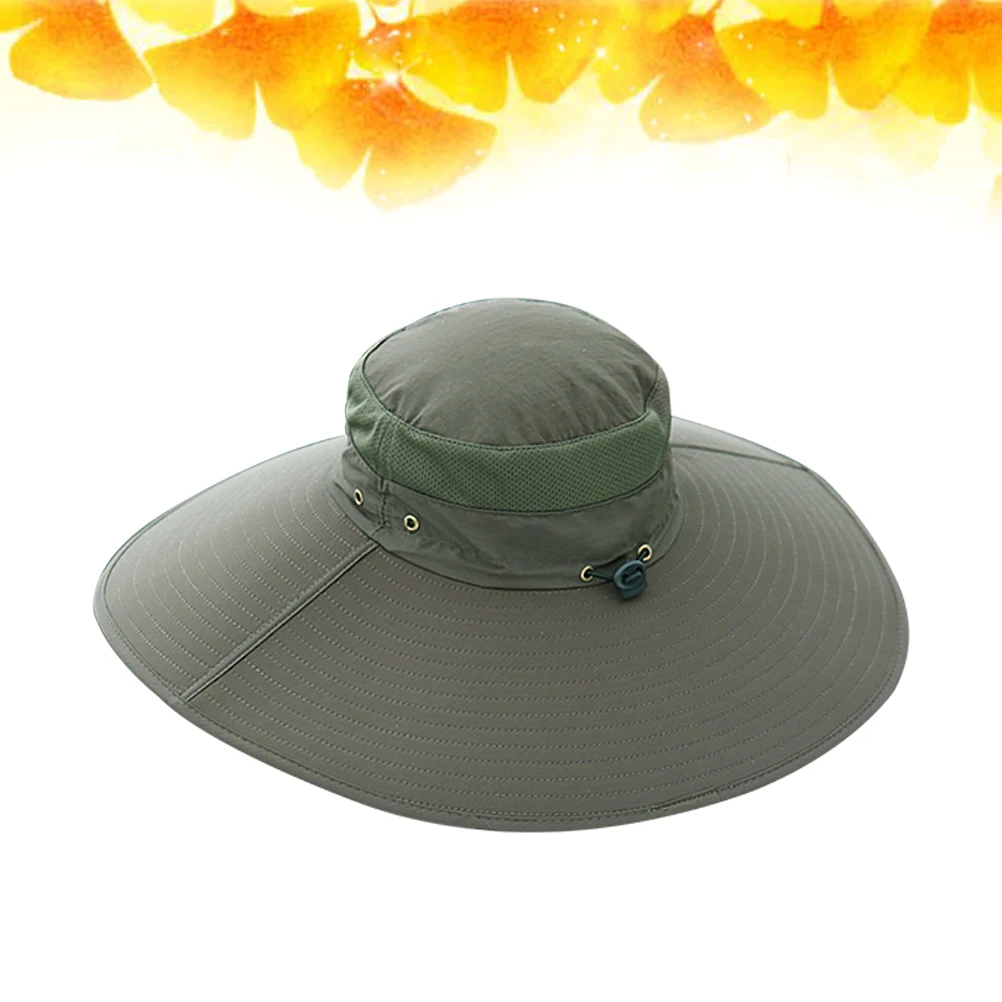 

Sun Hat Lightweight Breathable Men Fishing Cap Wide Brim Outdoor Activities Sun Protection Portable Adjustable Chin Cord Durable