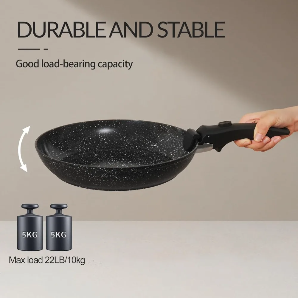 21PCS ceramic cookware set,Nonstick ceramic pan, Removable Handle pots and pans set, Stackable Pan Set, Ceramic Nonstick Pan Pot