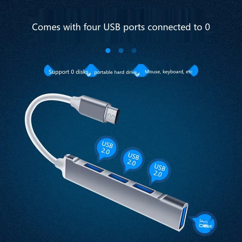 Type-C 3.0 4 in 1 USB Hub Adapter Aluminum Alloy Multi-Function Expansion Dock for Computer Tablet PC