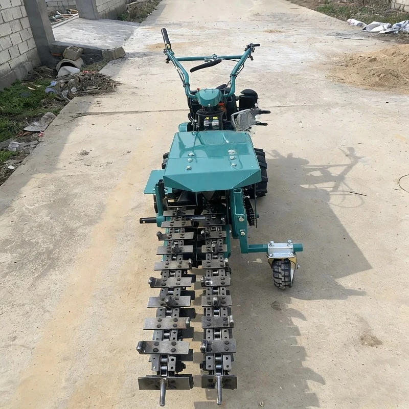 Double Chain Box Blade Trencher Heavy Duty Ditcher Agricultural Farm Orchard Irrigation Cable Pipeline Trenching Motor Gearbox