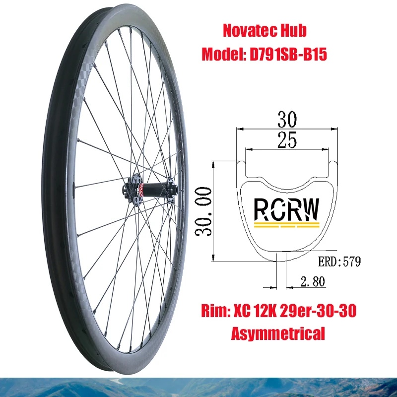 

Переднее углеродное колесо 29er MTB XC 30*30 мм, асимметричное 12K 28 32 отверстия, ширина обода 30 Глубина 30 Novatec D791SB-B15 15x110 мм, усилительная ступица