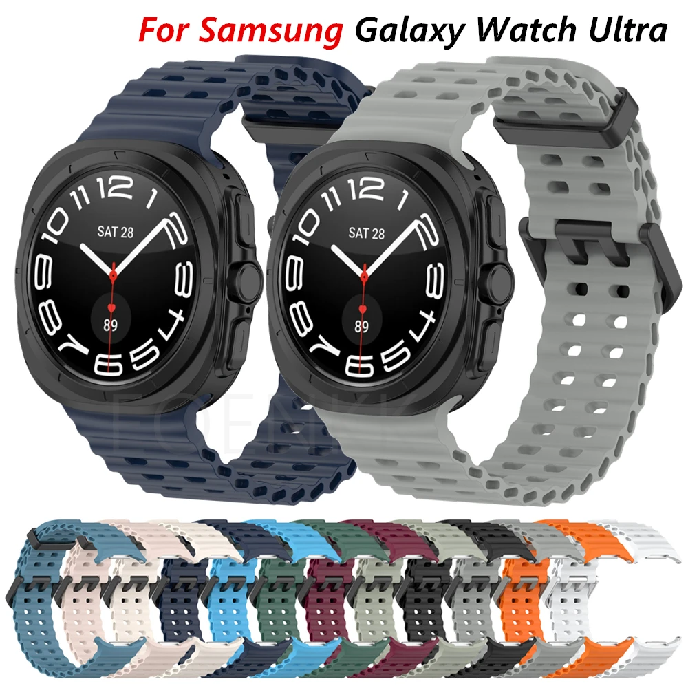 Pulsera oceánica para Samsung Galaxy Watch 7 Ultra 47mm correa de silicona suave hombres mujeres cinturón pulsera para Galaxy Watch 7 Ultra Band