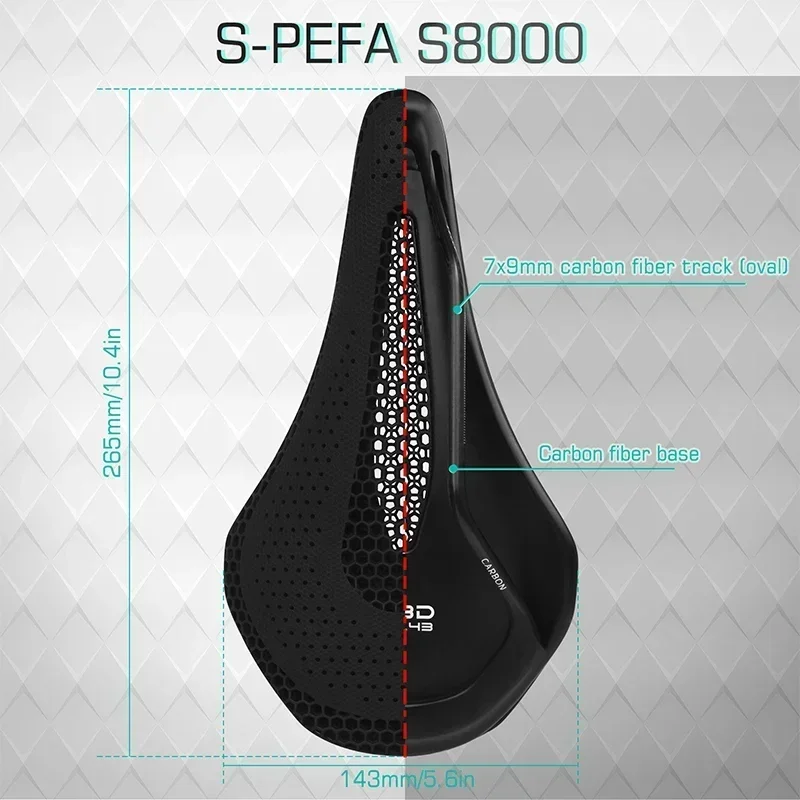 BUCKLOS 3d Saddle Ultralight Carbon Saddle 143MM 155MM 3d Printed Bicycle Seat Honeycomb Road Mountain Bike Seat Cushion Nylon