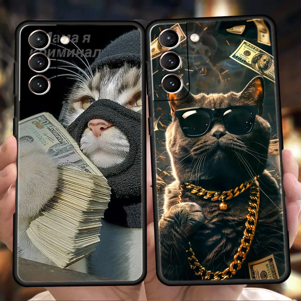 Phone Case for Samsung Galaxy S26 S25 S24 S23 S22 S20 S21 FE Ultra S25Edge Plus 5G Soft TPU Present Cover Money Cat Fundas Capas