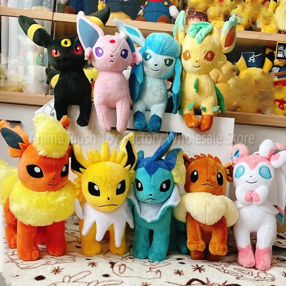 Cute Pokémon Plush Toys Kawaii Eevee Eeveelution Sylveon Flareon Jolteon Umbreon Vaporeon Dolls Toy Kids Xmas Birthday Gift