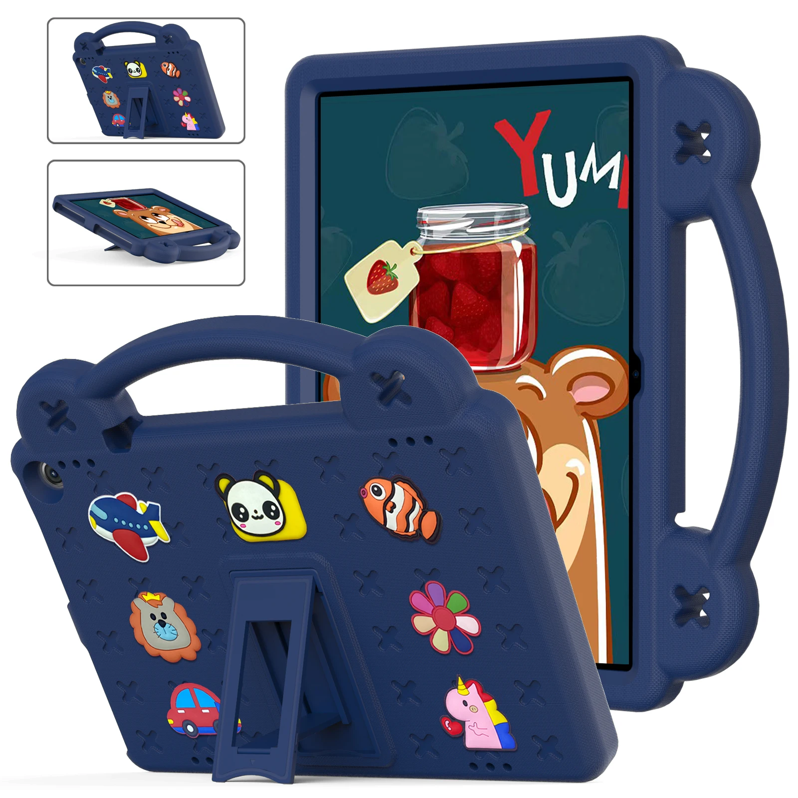 Kids EVA Case Universal For Amazon Fire HD 10 Plus 2021 2023 10.1 inch Bear Built-in Kickstand Cover Shockproof With Hand Holder