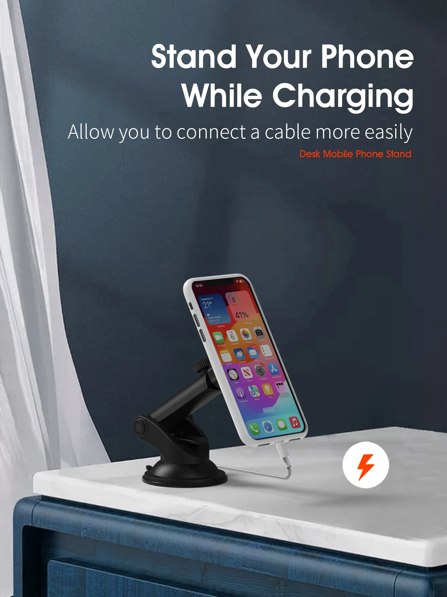 Foldable Desk Phone Holder Desktop Mobile Tablet Stand for iPad iPhone Samsung Adjustable Smartphone Car Sucker Bracket view 3