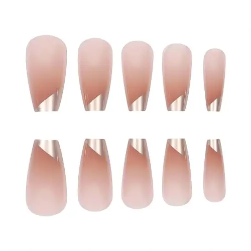 24Pcs Medium Oblique French Crystal Manicure Nude Fake Nails Funny Face White Diamond Flower Detachable Fake Nail for Women