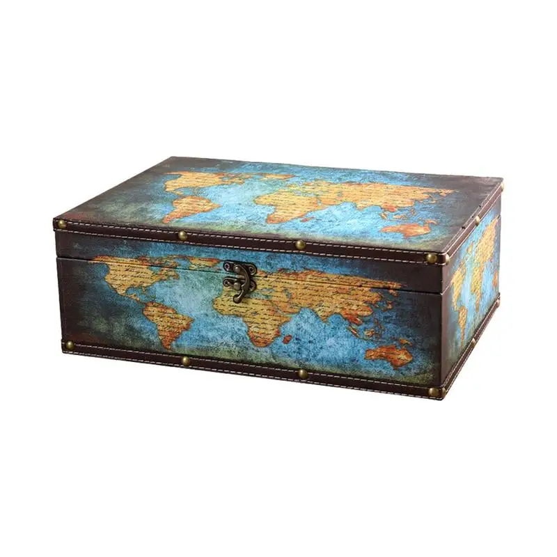 Household Dustproof Storage Case Europen Wooden Treasure Storage Box With Lock Organizer Box Jewelry Treasure Case Ornaments