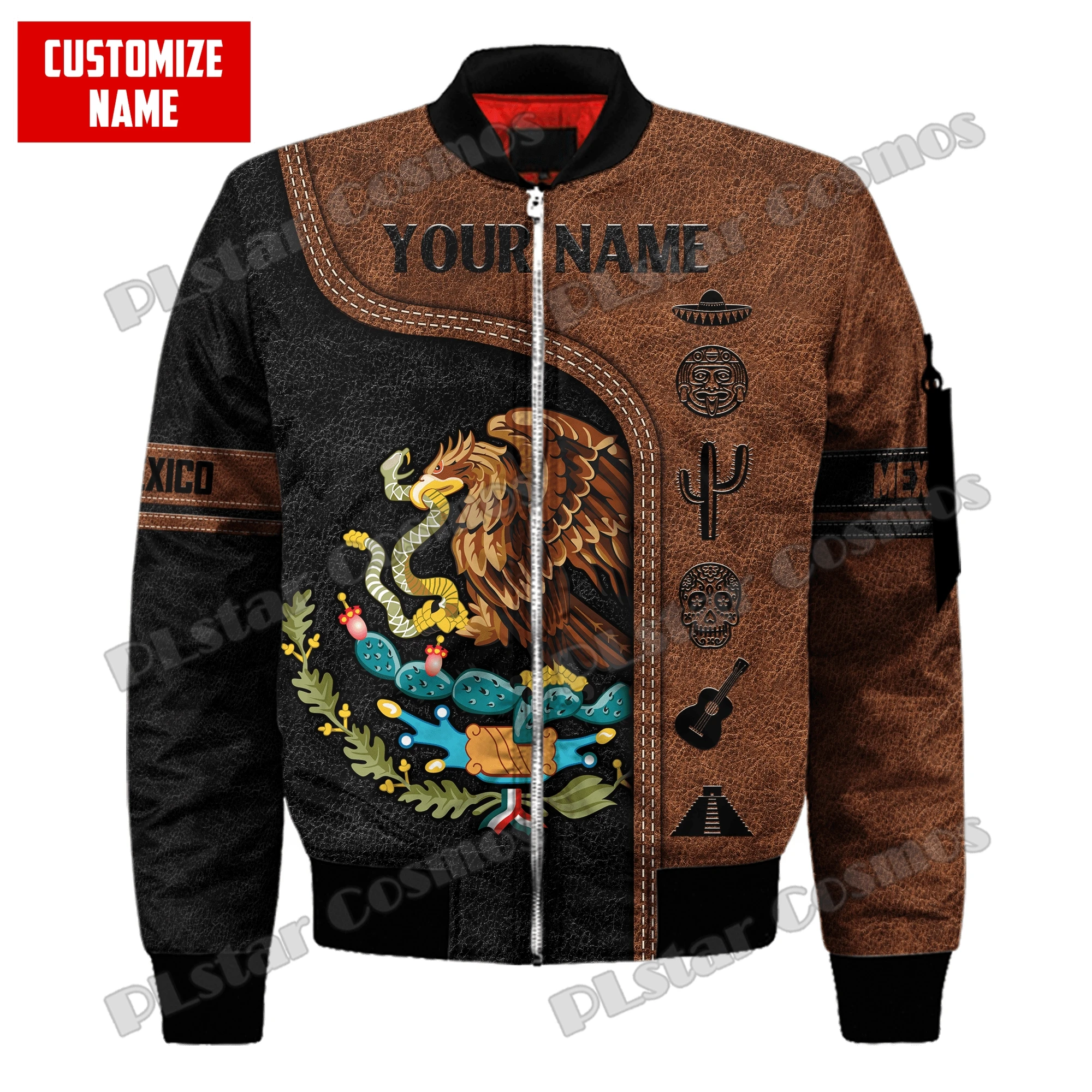 Custom Name Mexico Aztec Coat Of Arms 3D Printed Mens Bomber Jackets Winter Unisex Casual  Harajuku Zipper Jacket Coat FJK02