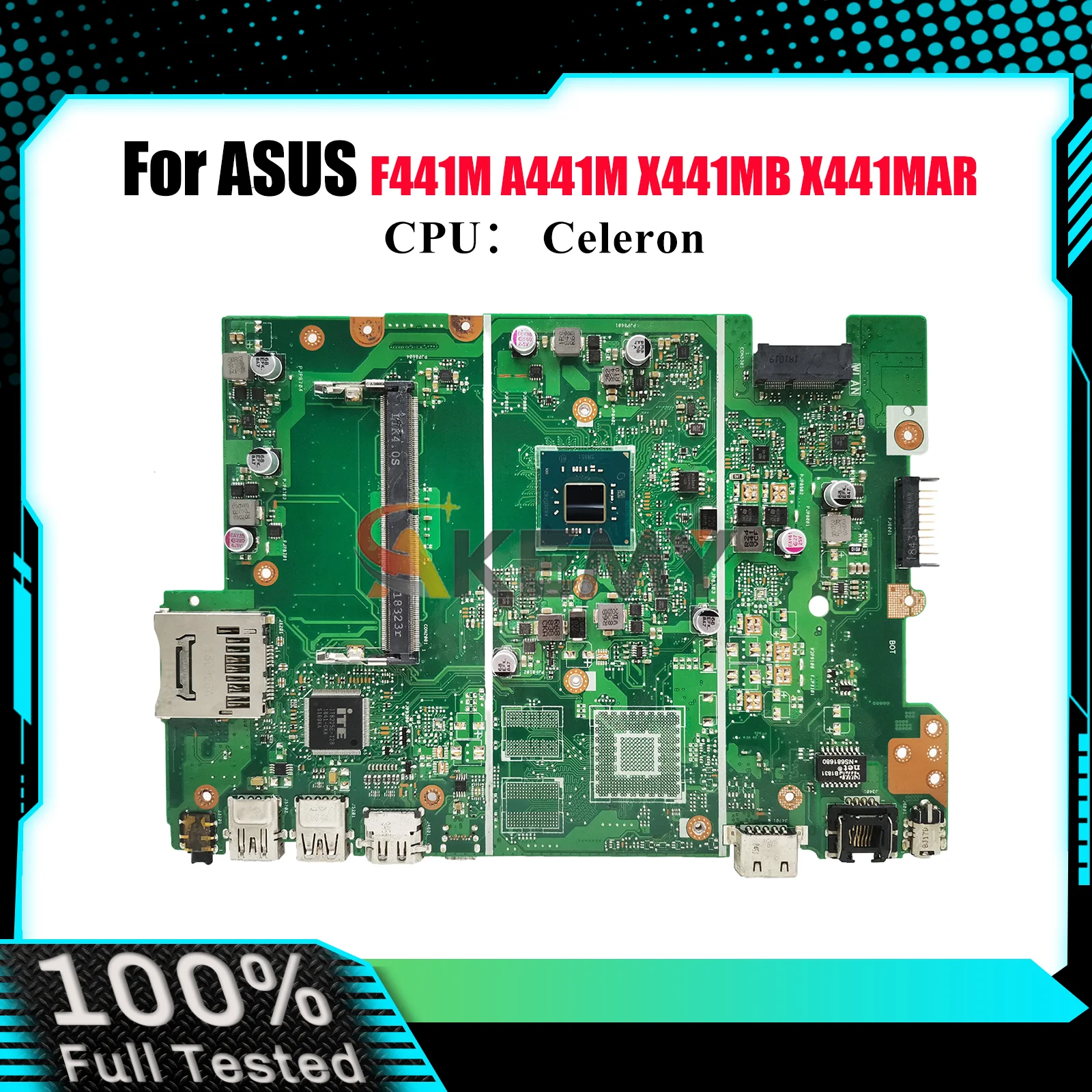 

X441MA Laptop Motherboard For ASUS VivoBook X441MB F441M A441M X441MAR X441M Notebook Mainboard With Celeron CPU 107% tests OK