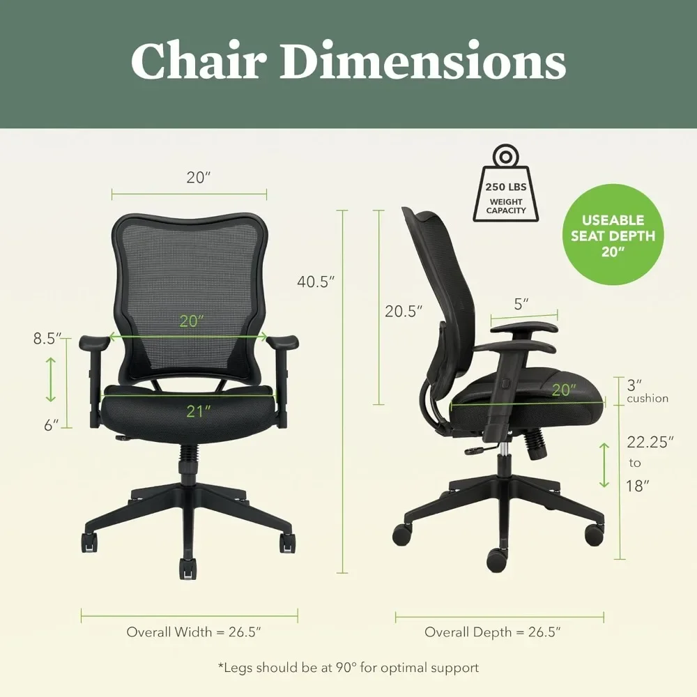 Office Chair Ergonomic Office Chair with Breathable Back Mesh Desk Chair With Wheels and Arms, 360 Swivel, Synchro-Tilt Recline