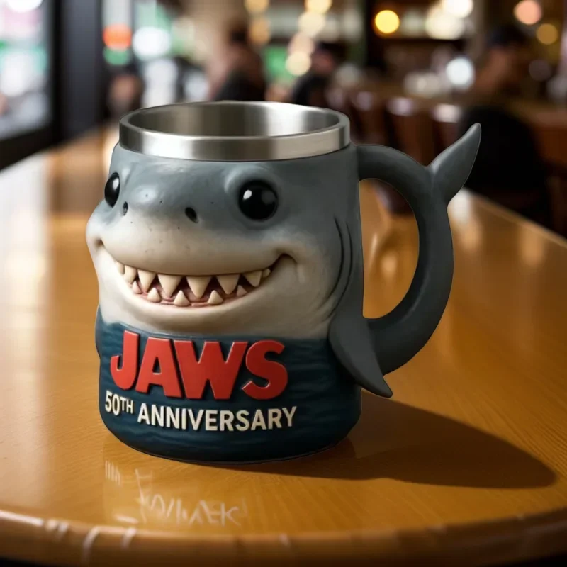 Jaws 50th Anniversary 3D Shark Mug Creative Ocean Theme Cup Home Decor Gift for Movie Fans and Collectors