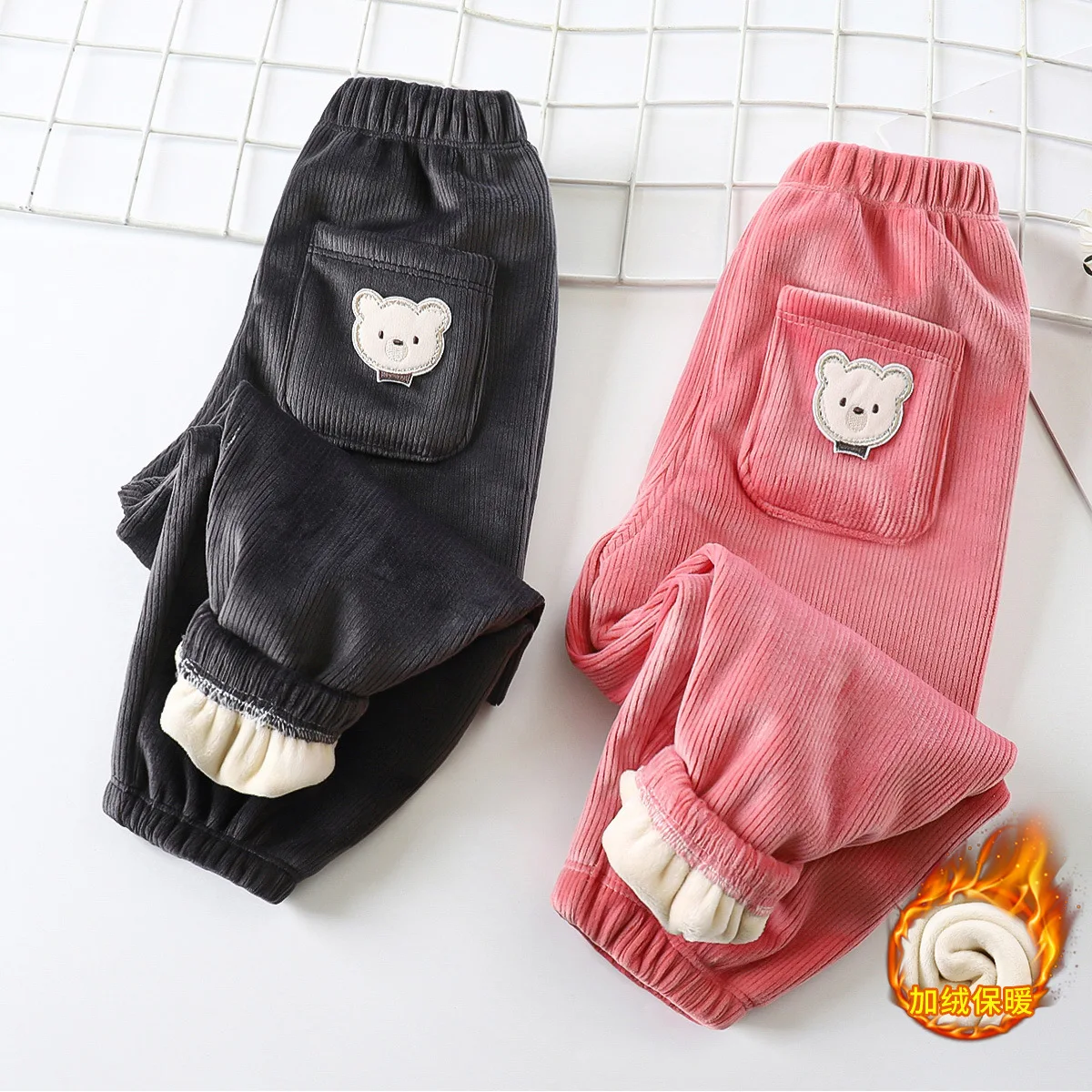 Autumn Winter Baby Boys Pants Keep Warm Fashion Cute Bear Girls Trousers Christmas Birthday Gift 1 2 3 4 5 6 Years Kids Clothes