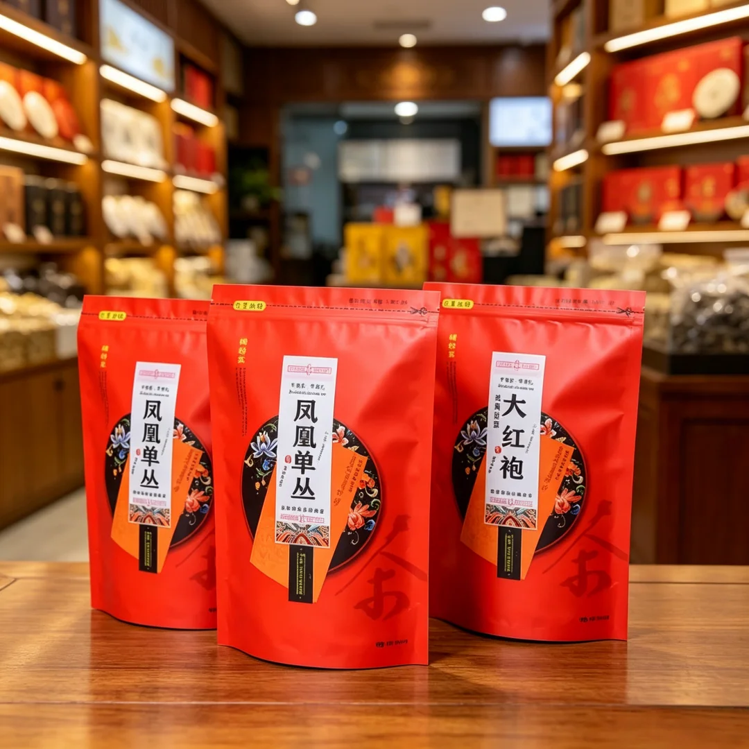 S/M/L Classic Chinese Famous Tea Bag Customizable Word:Tieguanyin&Dahongpao&Jinjunmei Green/Blacktea Self-sealing Stand-up Pouch