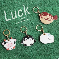 Leather Keychain Holder Case for Apple AirTag Cute Protective Air Tag Cover Keychain Ring Anti-Scratch Finder GPS Tracker Case