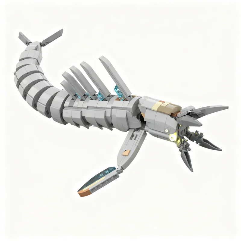 595PCS MOC Deep Sea Creature Model Decorative Realistic Intricate Showpiece Collector Assembly Brick Detailed Display Toy Gift