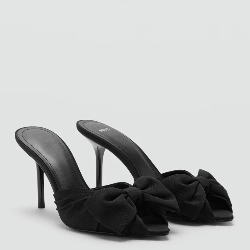 

Mango Women's Summer New Knot Decorated Open-Toe High Heel Sandals Fashionable Outdoor Slip-On Shoes Ladies Footwear