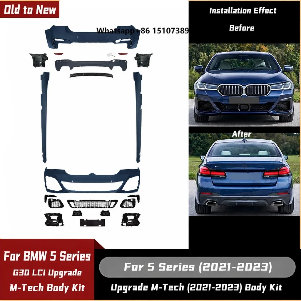 Car G30 G38 Upgrade MT Style Front Rear Bumper with Diffuser Side Skirts for 5 Series G30 G38 2021-2023 Conversion Kit