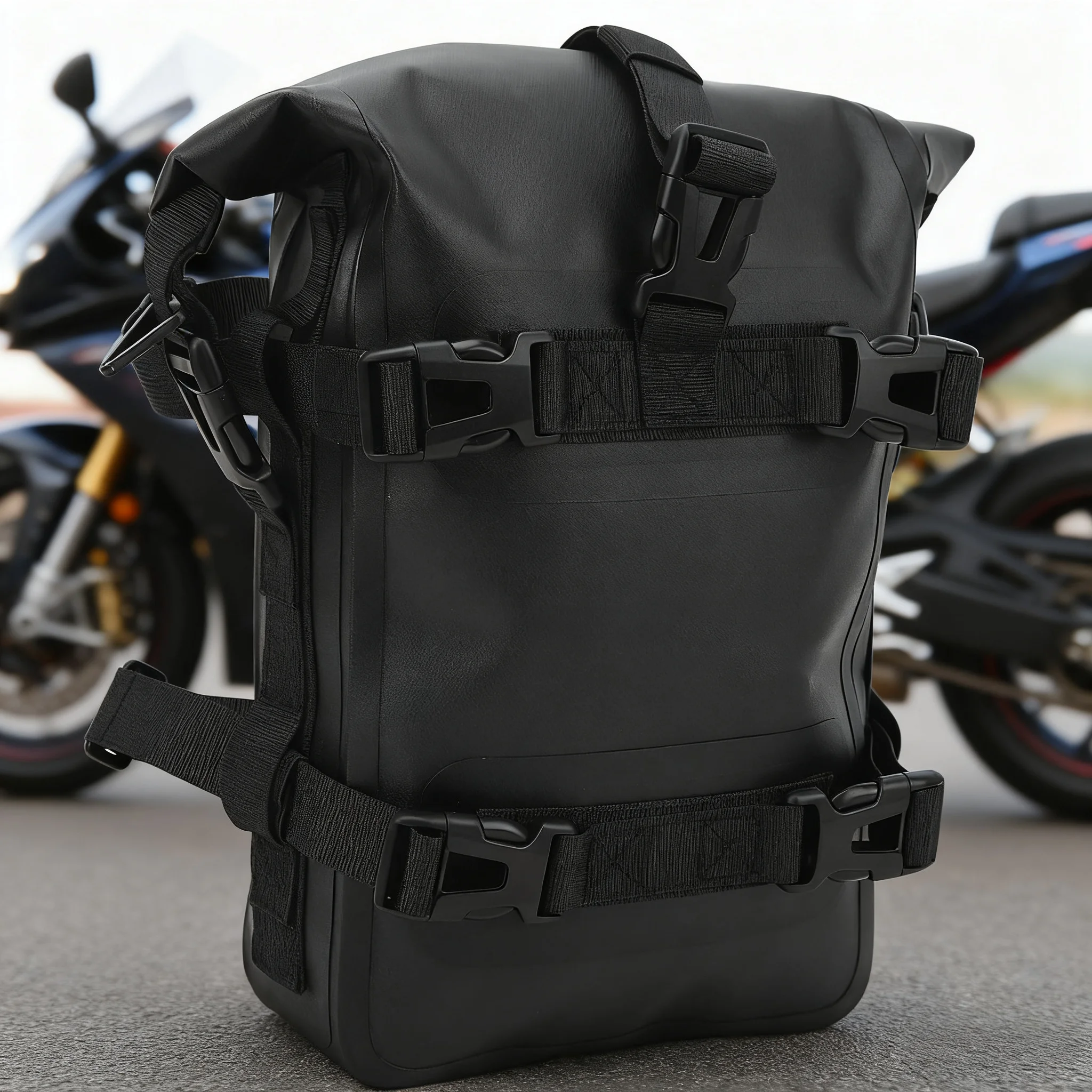 

Водонепроницаемая сумка для мотоцикла — быстросъемная, большая вместимость, универсальный боковой карман для путешествий (черный)