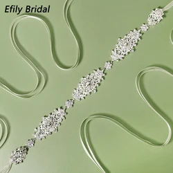 Efily cintura da sposa con strass cintura da sposa in cristallo per accessori per abiti da festa abito da festa colore argento regalo per damigella d'onore