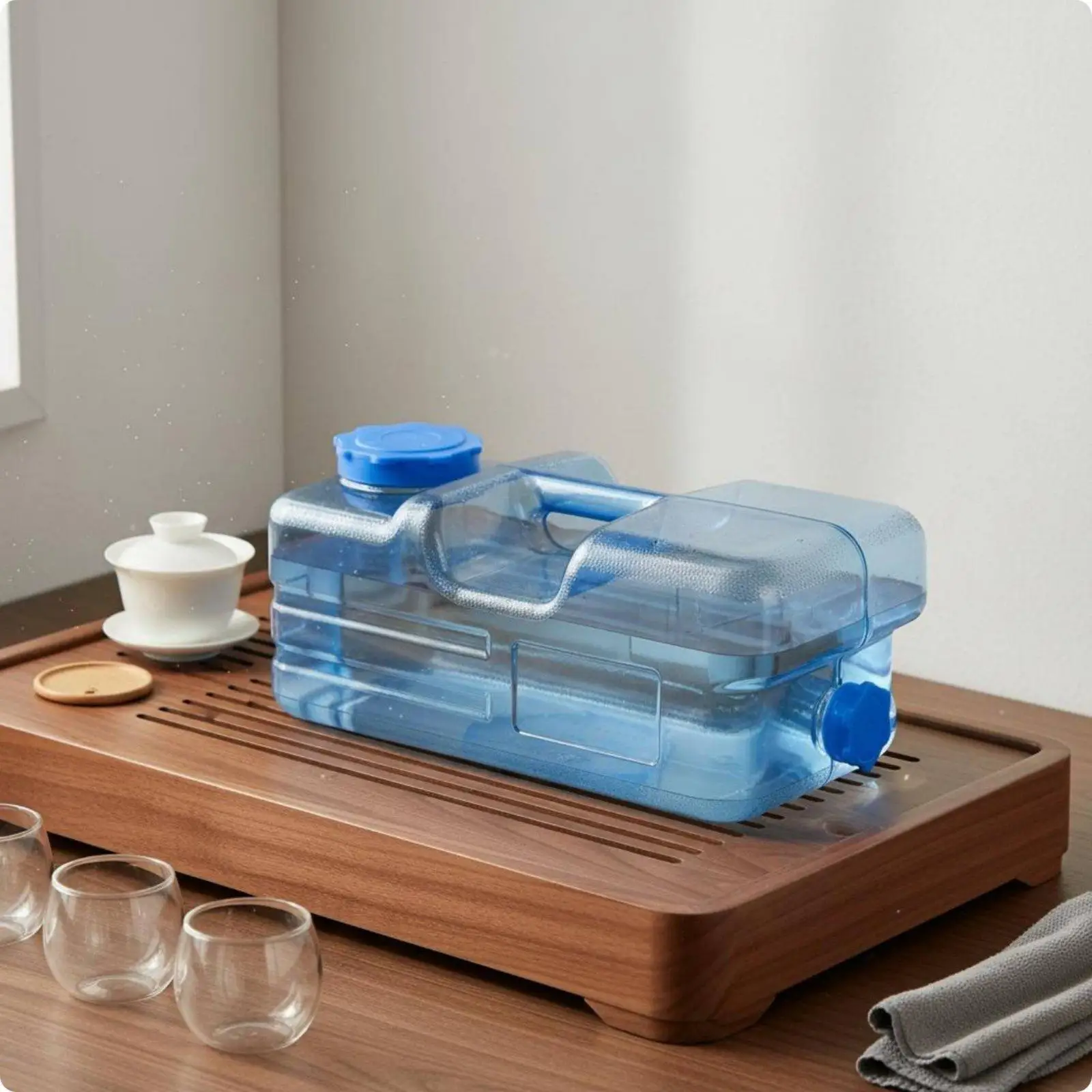 Household Storage Container PC Plastic Pure Water Tank Built in Handle Rotating Lid for Kitchen Tea Accessory