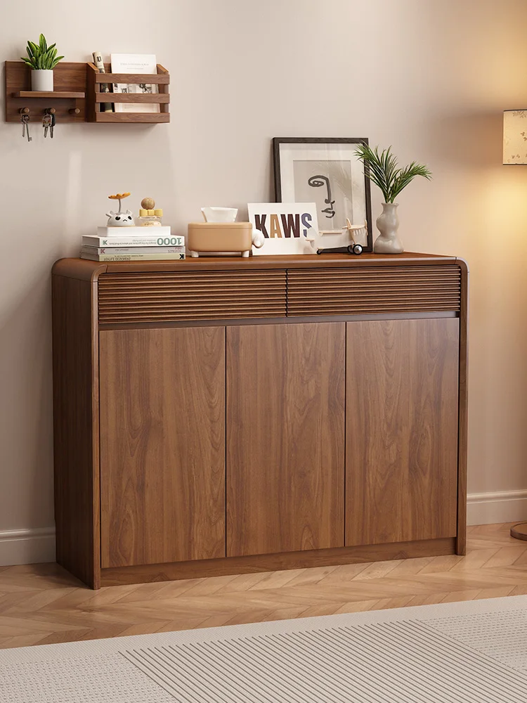 

Solid wood shoe cabinet household door storage cabinet integrated against the wall new Chinese-style home entrance entrance cabi