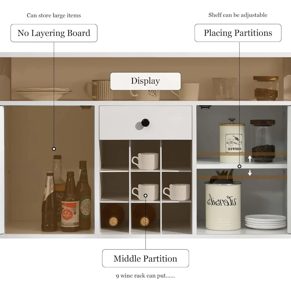 Xmsj Wohnzimmer Schränke, Kaffee Bar Schrank mit Stauraum, 47 "weiße Kaffee Bar Station Schrank, Wohnzimmer Schränke