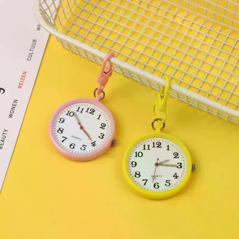 Portable Silent Exam Pocket Watch Alloy Case Reusable Keychain Design No Tick for Student Daily Carry