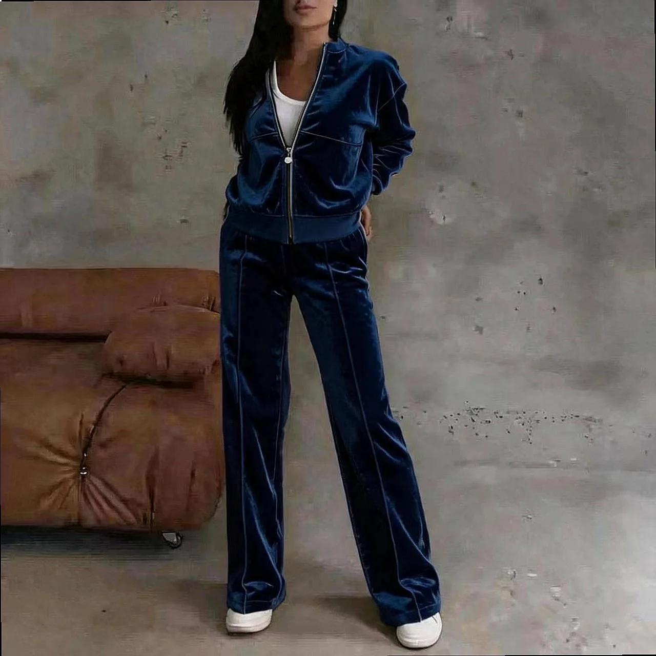 Womens Tracksuit Matching Set Zip Up Jacket Jogger Pants Two Piece Outfits Lounge Suits