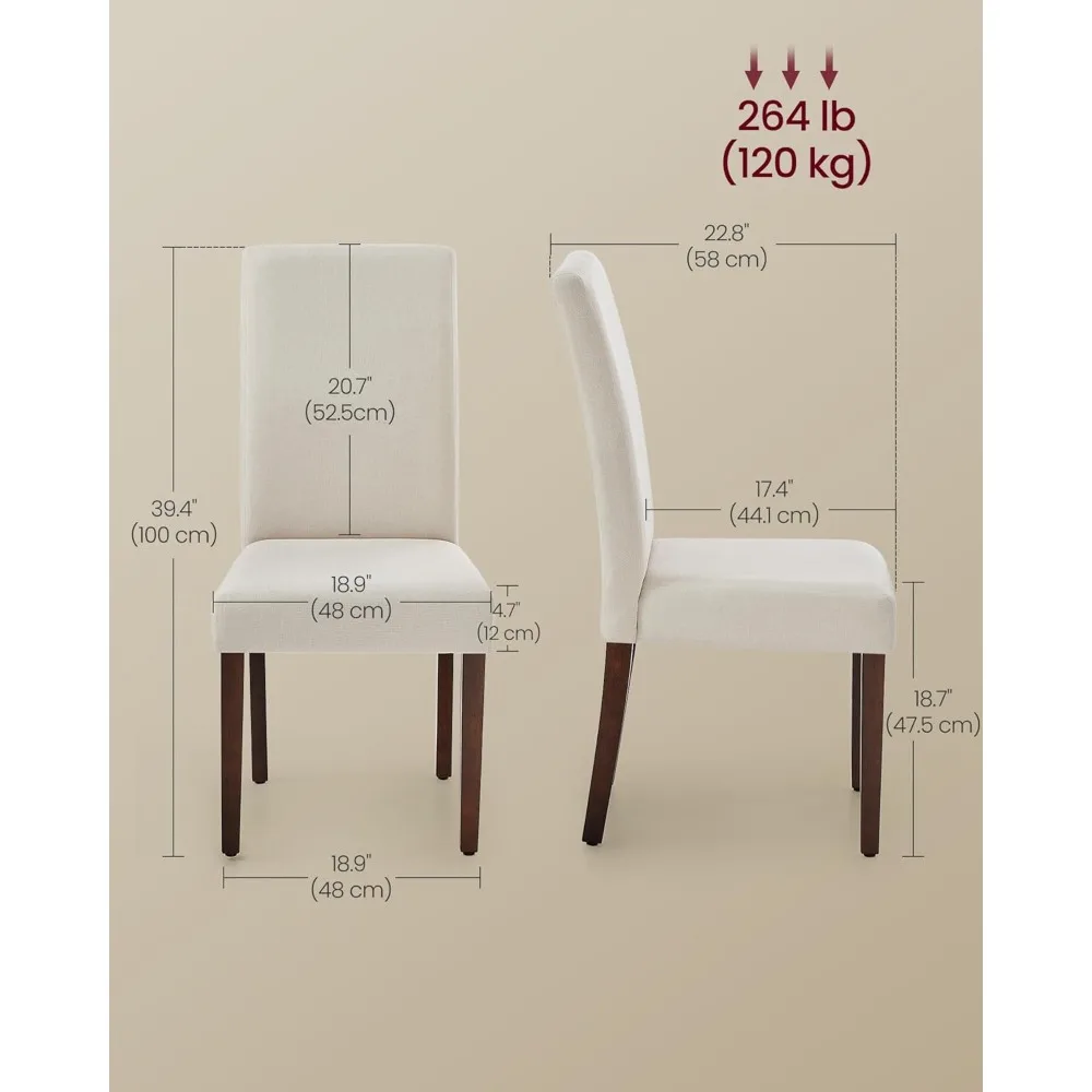 Dining Chairs, Set of 2-6 Chairs Dining Room, Parsons Chairs, Thick Seat, Removable Fabric Cover, High Back, for Kitchen Bedroom