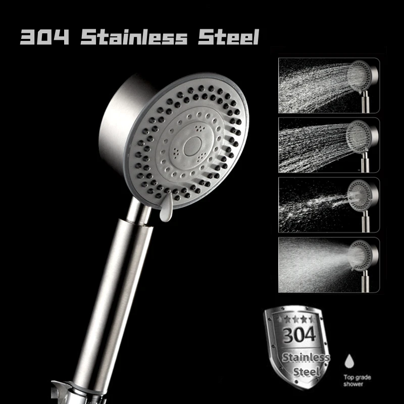 

4 Modes Stainless Steel Shower Head Fall resistant Handheld Wall Mounted High Pressure for Bathroom Water Saving Rainfall Shower
